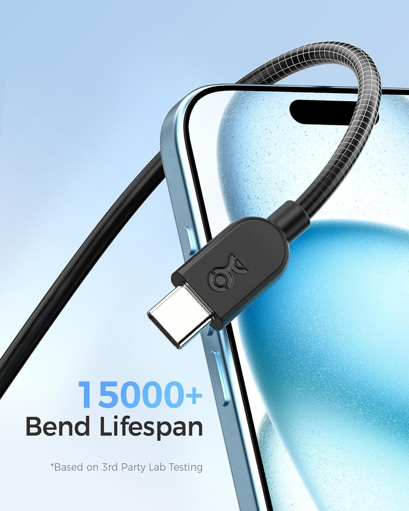 Cable Matters 3-teiliges flexibles A-Datenkabel mit 3A schnell (USB-auf-USB-C-Ladekabel), weiß 6 Fuß, geeignet für_voghion.com
