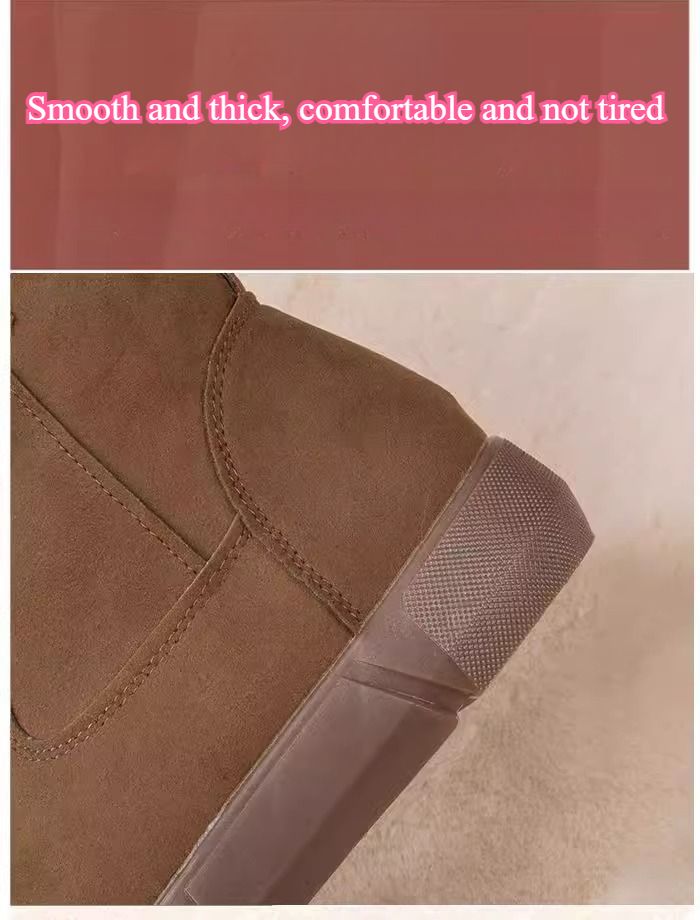 Stivali da neve in pelle scamosciata da donna, inverno 2025, nuovi stivali da donna in cotone antiscivolo versatili con suola piatta, stivali corti spessi e caldi_voghion.com