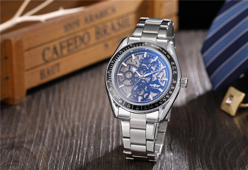 Hot selling winner8152 men's leisure mechanical watch automatic hollow mechanical watch men's steel band watch_voghion.com