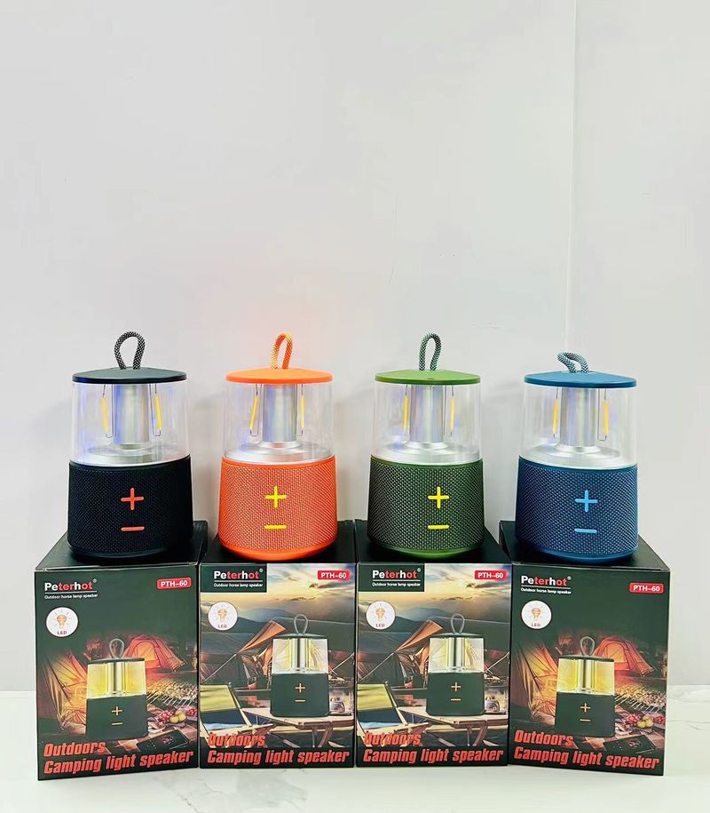 Nuovo PTH-60 Outdoor Camping Light Bluetooth Speaker Bass Cannon Home Desktop Multi funzionale LED Desk Lamp Sound System_voghion.com