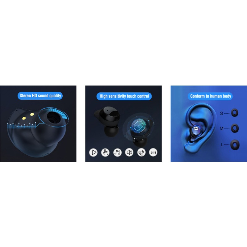 Słuchawki douszne T9 TWS Bluetooth Bezprzewodowe słuchawki douszne z redukcją szumów Słuchawki sportowe bez użycia rąk do urządzeń Apple z systemem Android i Huawei_voghion.com