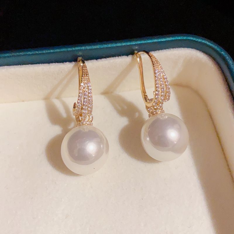 High-End Sense Temperament Zircon Pearl Ear Hooks Light Luxury Commuting Fashion 2023 New Trend Versatile Earrings For_voghion.com