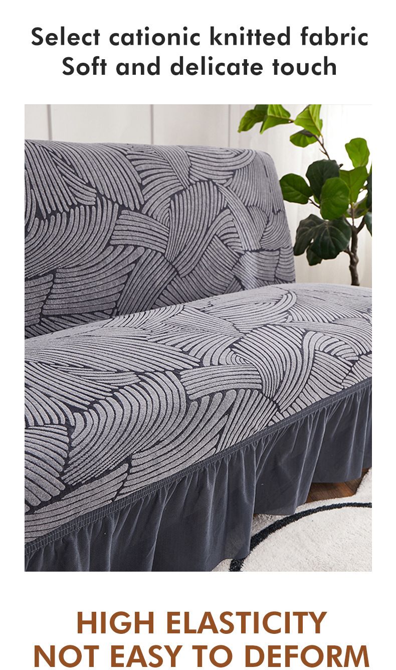 Elegante copridivano con gonna e orlo svasato - Copridivano invernale in poliestere per divani senza braccioli (diversi colori e misure)_voghion.com
