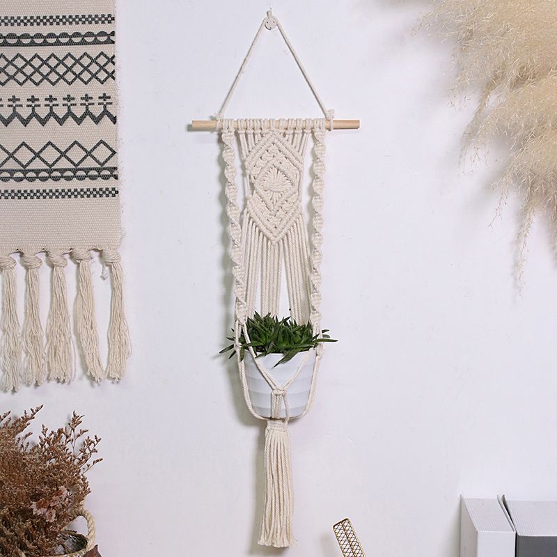 Bohemian hand-woven net flower pot plant hanging basket tapestry simple home B&B balcony decoration wholesale_voghion.com