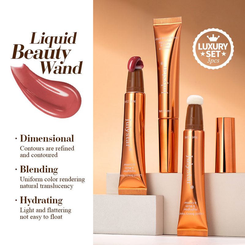 Rouge Gesicht Matt Einfach zu Färben Rouge Blush Flüssig Highlighter Fein Schimmer Kontur Aufhellende Kontur 3 Sets_voghion.com