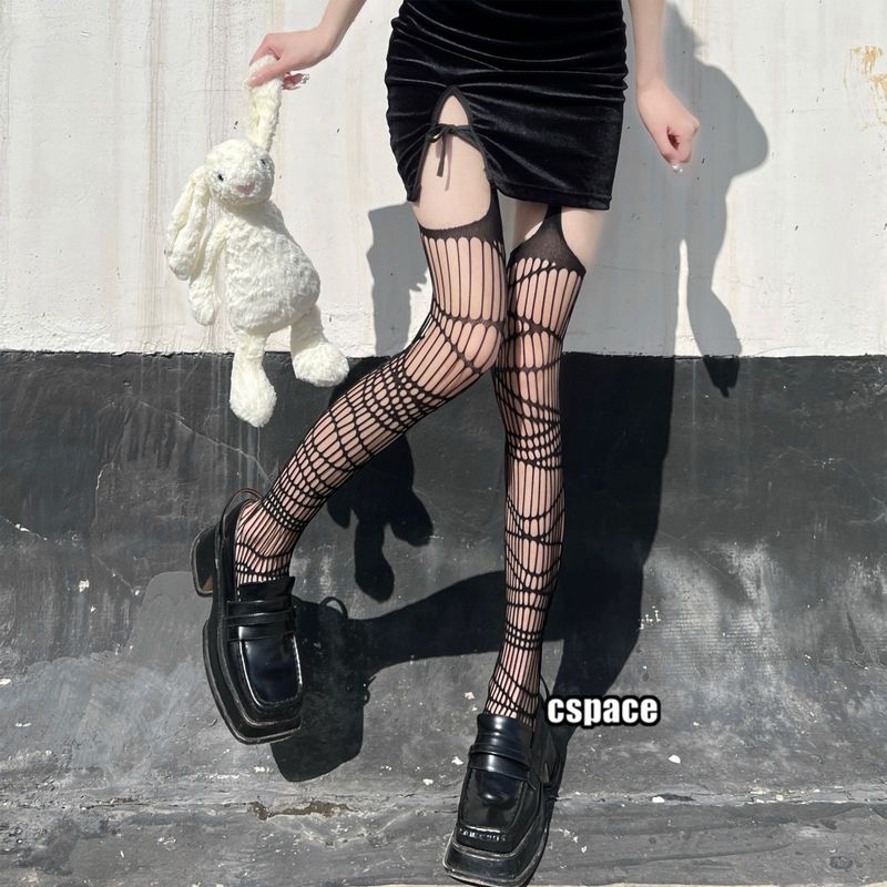 Collant dimagrante sottile e sexy con reggicalze, stile Y2K, per ragazze sexy, calze nere lunghe sopra il ginocchio_voghion.com
