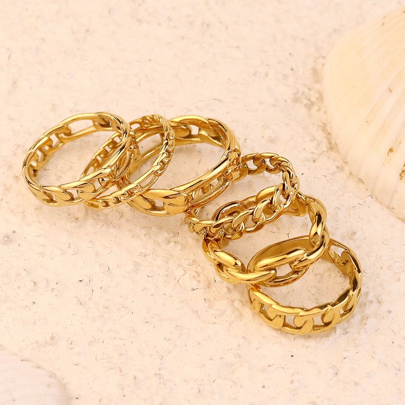 Women's Jewelry Simple And Generous Titanium Steel Ring Hollow Chain Titanium Steel Ring Female Ins Personality Retro Simple Cold Style_voghion.com