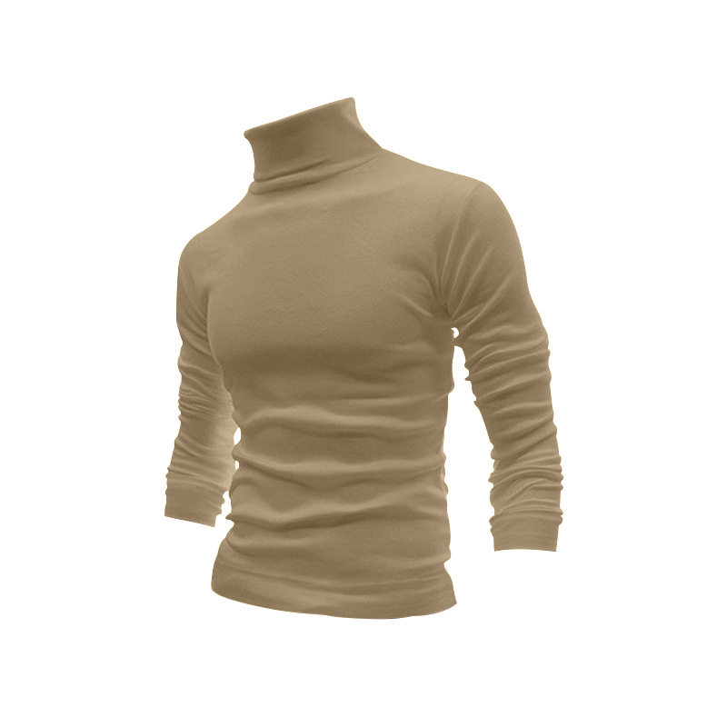 2023 Herbst Winter Langarm T-Shirt Herren Einfarbig High Neck Base Layer Unterhemd T-Shirt Top_voghion.com
