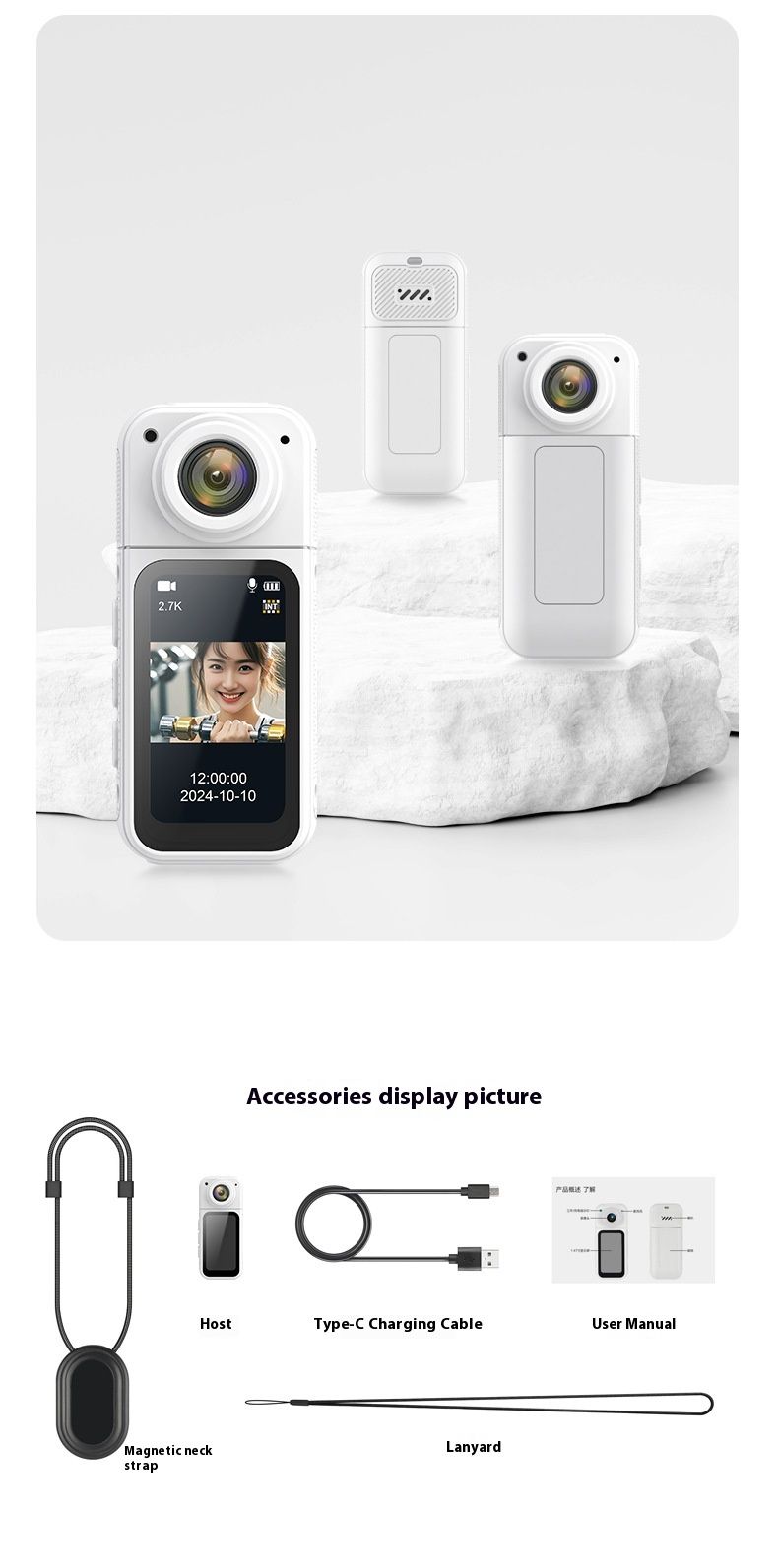 Mini Action Camera S70 2.7K - Magnetica, Leggera 35g, WiFi, POV a mani libere per ciclismo, corsa e vlogging - Fascia da braccio gratuita, regalo per famiglie avventurose_voghion.com