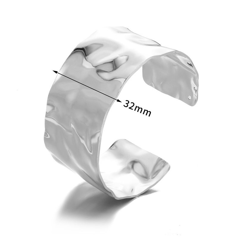 Titanium Steel Wide Adjustable Gold Bracelet For Women Exaggerated High-end Open Bangle_voghion.com