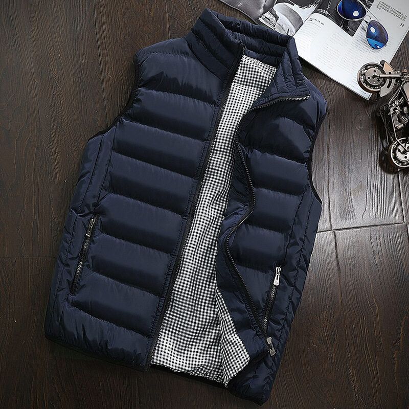 New Men's Casual Cotton Jacket, Vest, Stand Collar, Large Size, Warm Winter Coat, Available In Stock Trend_voghion.com