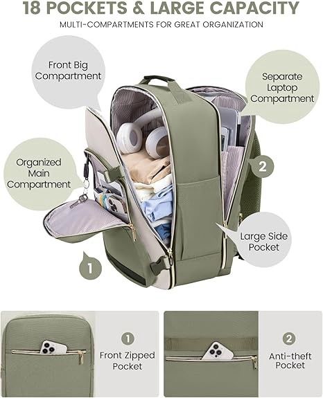 Mochila de viagem de grande capacidade Happypeople - Mochila unissex leve e durável em tecido Oxford com compartimento para laptop (16 polegadas), várias cores_voghion.com