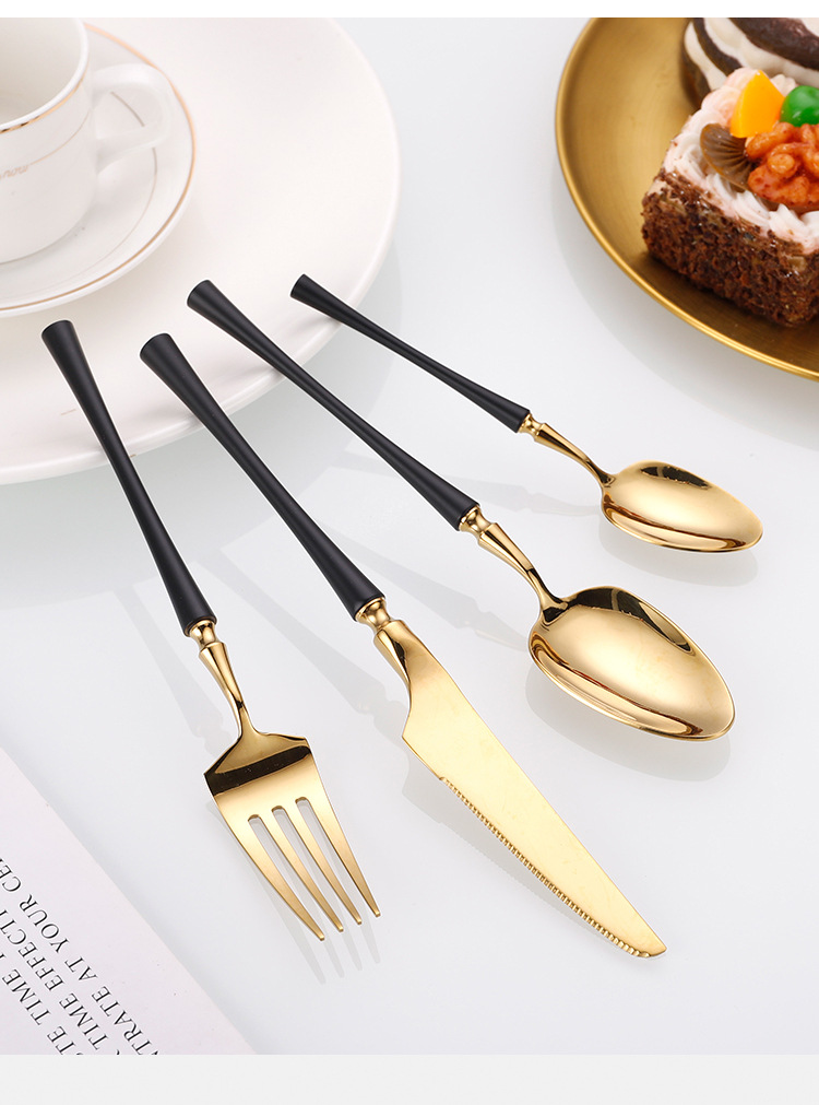 Stainless steel 304 small waist knife, fork, spoon, family hotel steak knife, fork, dessert spoon, mirror light Western tableware set_voghion.com