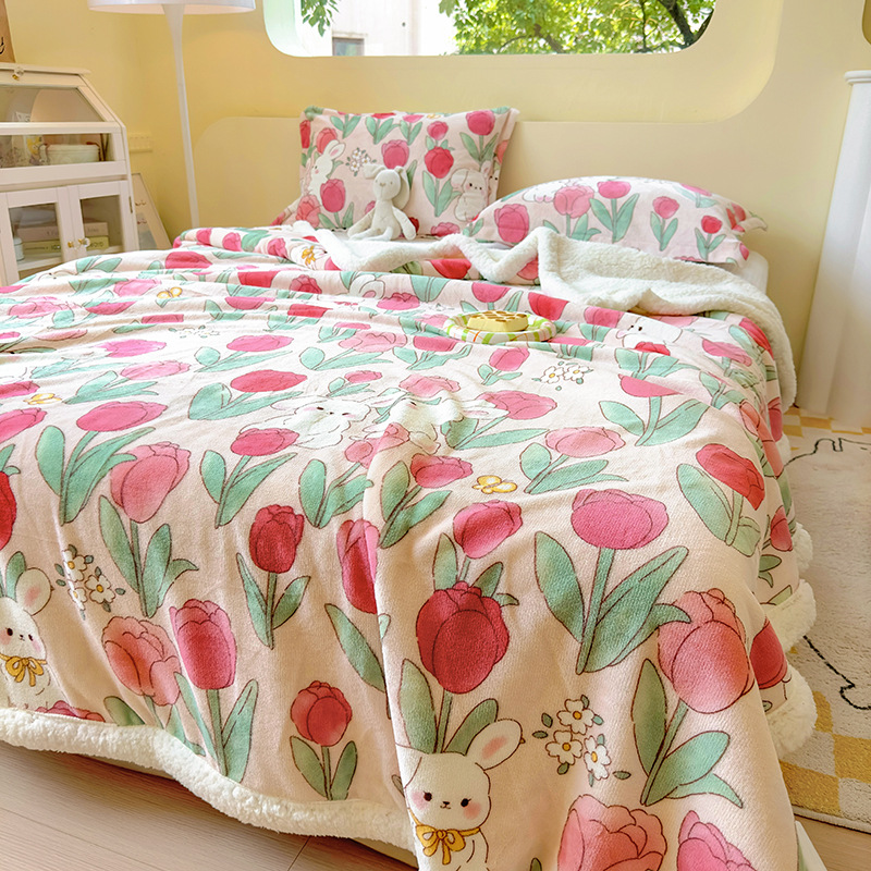 Coperta in peluche di agnello al latte, coperta per aria condizionata primaverile e autunnale, pisolino in flanella di corallo, divano da ufficio, piccola coperta, asciugamano, trapunta_voghion.com