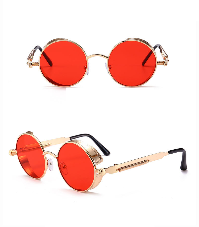 Unisex Steampunk Brille Modische Runde Sonnenbrille Retro Brille Trendy trendige Sonnenbrille für Männer und Frauen_voghion.com