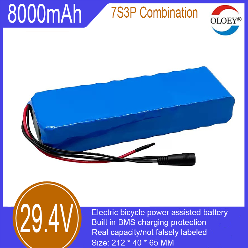 Pack de batterie lithium-ion 29,4 V, combinaison 7S3P, 8000 mAh, protection de charge BMS intégrée, utilisé pour les vélos électriques, scooters, etc._voghion.com