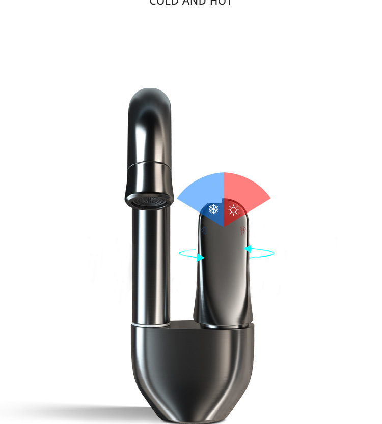 Mobili per la casa rubinetto universale grigio pistola lavabo rubinetto girevole per acqua calda e fredda lavabo tutto in rame mobiletto per il bagno creativo_voghion.com