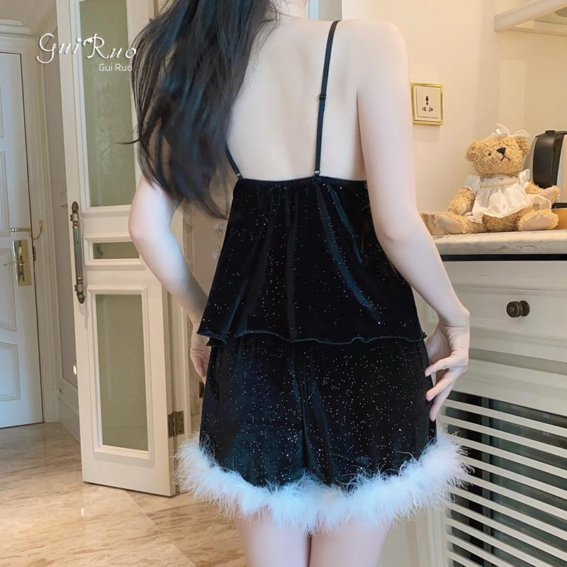 Damen Sexy Dessous Low Cut Pamas Passion Temptation Veet Plus Brustpolster Große Größe Strapsoberteil Shorts Anzug_voghion.com