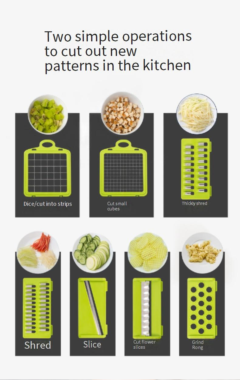Affettatrice e tagliatrice di verdure multifunzionale - Mandolina da cucina 5 in 1 con julienne, grattugia e spiralizzatore per patate, carote e frutta_voghion.com