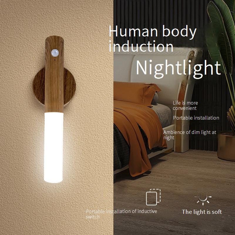 Intelligent Human Body Induction Night Light Led Smart Home Charging Atmosphere Light Home Corridor Aisle Wooden Induction_voghion.com