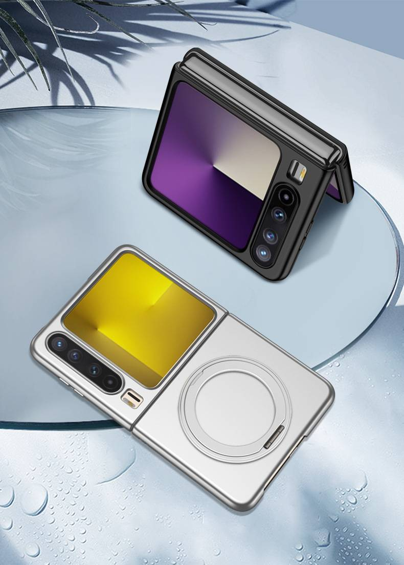 Magnetic Rotating Stand Case For Huawei Pura X – 360° Hands-Free Viewing, Anti-Slip Shockproof Cover, Slim & Stylish (Matte Black/Silver)_voghion.com