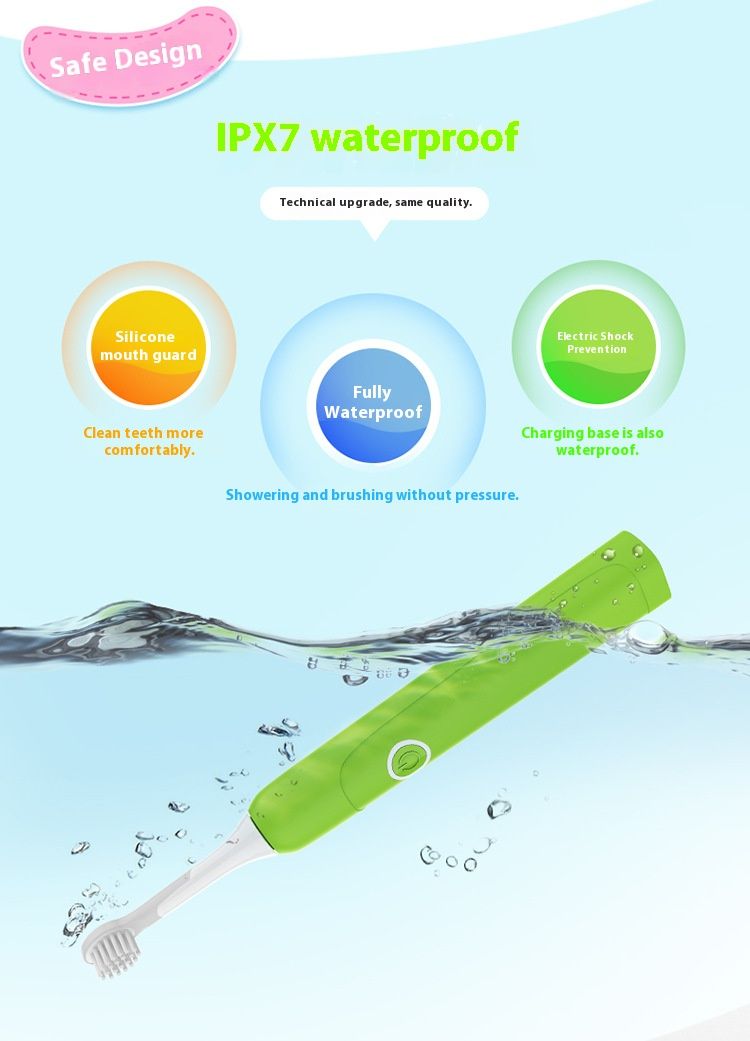 Cepillo de dientes eléctrico sónico para niños: 3 modos, batería de 30 días, cerdas ultrasuaves, silencioso y resistente al agua (rosa/verde)_voghion.com