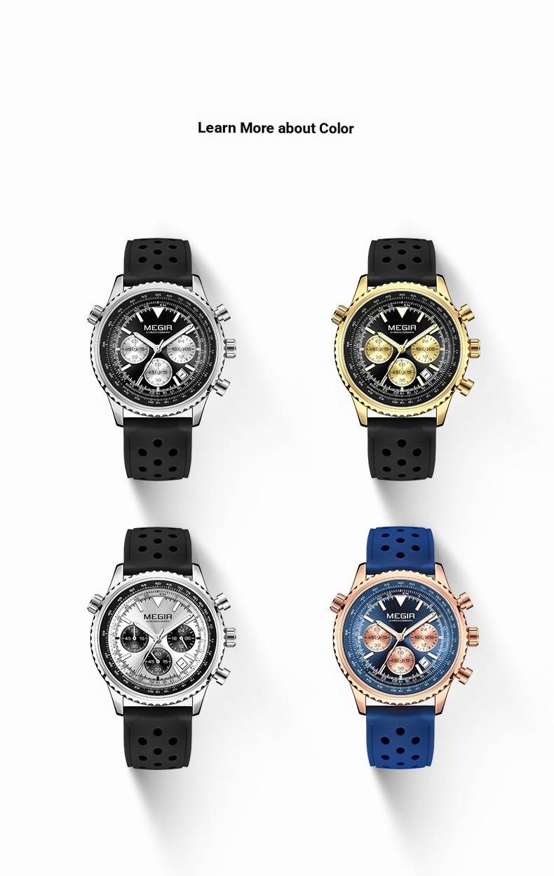 Ultraflache Business-Chronographenuhr für Herren – 43 mm Silikonarmband, wasserdicht, mit Datumsanzeige und Leuchtzeigern (Optionen: Schwarz/Weiß/Gold/Roségold)_voghion.com