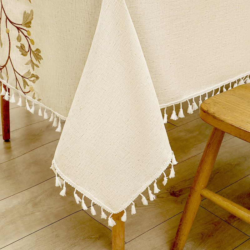 Nappes de broderie rustiques en coton et lin, motif feuilles de café, rectangulaires, imperméables, pour cuisine, salon_voghion.com