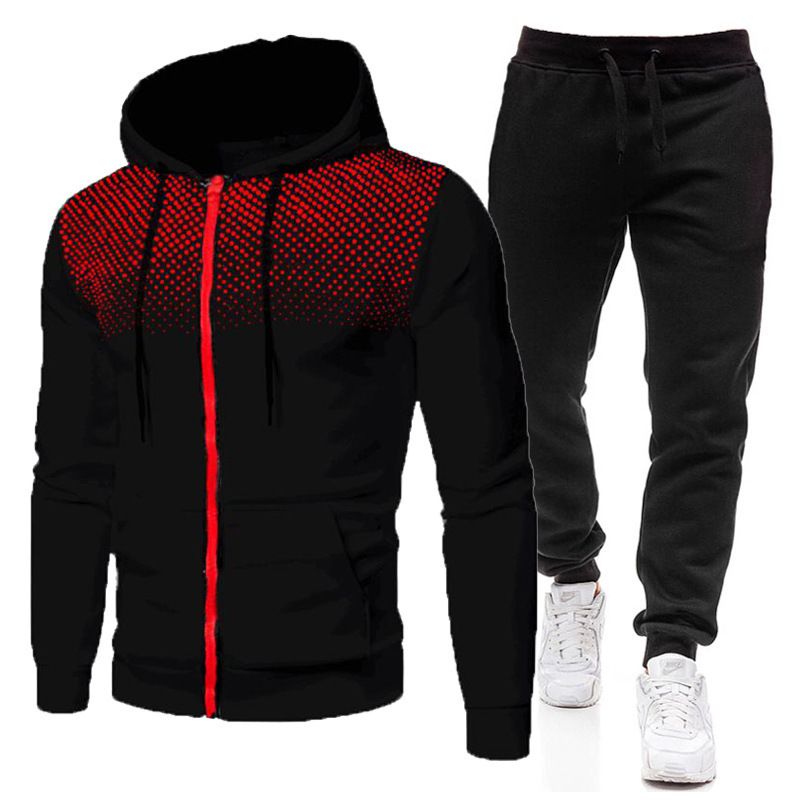 New Solid Color Fleece Sweater Pants 2024 Autumn/Winter Men's Casual Polka Dot Zipper Sports Hat Cover_voghion.com