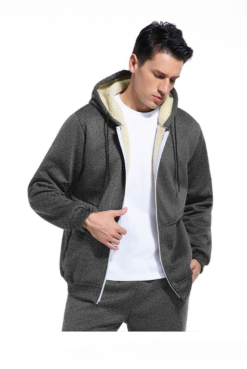 Autumn/Winter Oversized Thickened Shearling-Lined Warm Jacket Simple Casual Hoodie Workwear Jacket_voghion.com