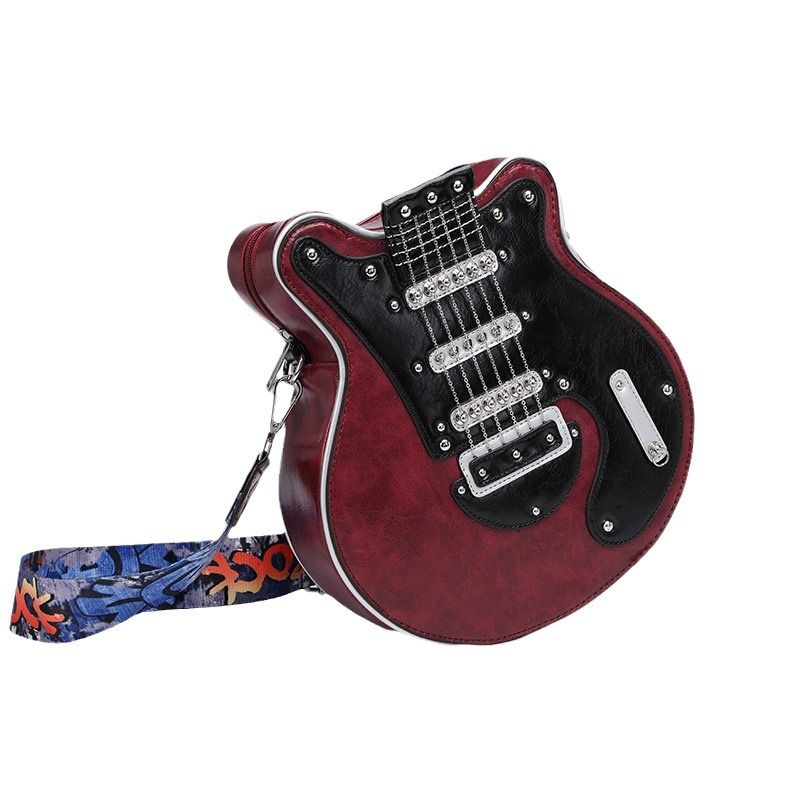 Borsa da donna creativa, unica e fatta a mano, a forma di chitarra, con tracolla singola, 2024_voghion.com