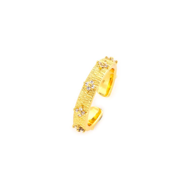 Anelli di design Niche Anello vintage in oro spazzolato per donna, con dettagli in zircone, che trasuda lusso discreto ed eleganza raffinata._voghion.com