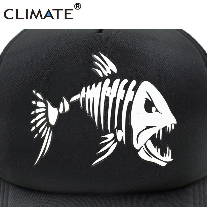 American Enthusiast Fishbone Friend, Breathable Mesh Skeleton Fish Fishing Hat, Summer Cool Hat_voghion.com