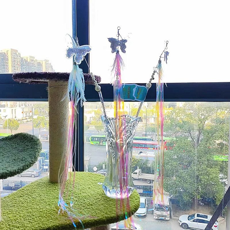 New Tassel Fairy Feather Teaser Wand Interactive Bell Cat Toy Pet Supplies_voghion.com