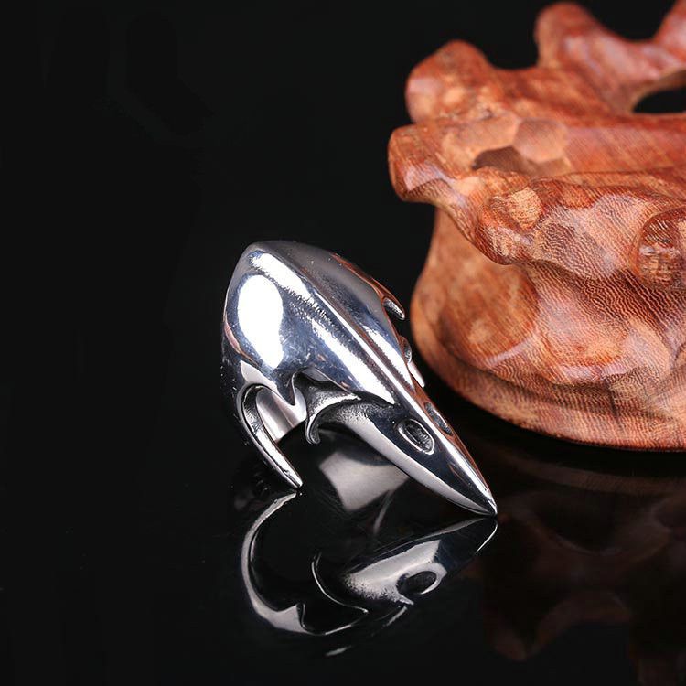 Anillo de unión con pico de pájaro águila dominante punk, pulsera de anillo de acero de titanio para hombre moderna y personalizada_voghion.com
