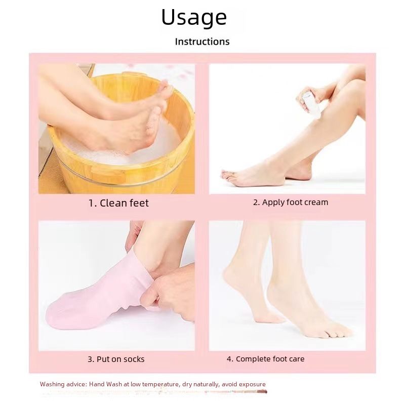 Silikonsocken Anti-Rissbildung Silikonsocken Silikon-Fußabdeckung Fußmaske Fußmaske Hautverjüngung Silikonabdeckung Feuchtigkeitsspendende Socken Vollfuß_voghion.com