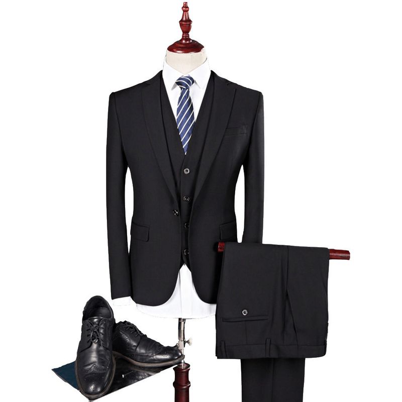 CT Men's Korean Style Slim Fit Suit Set Large Size Business Casual Groom Tuxedo Blazer_voghion.com