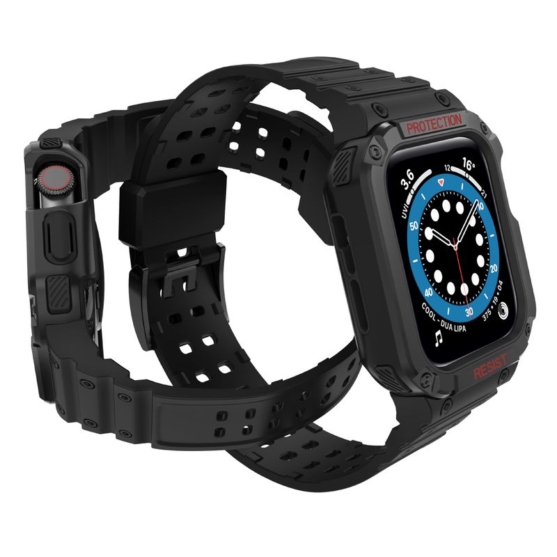 Suitable for Apple Watch integrated strap iwatch contrast color silicone strap wholesale TPU + PC shell_voghion.com
