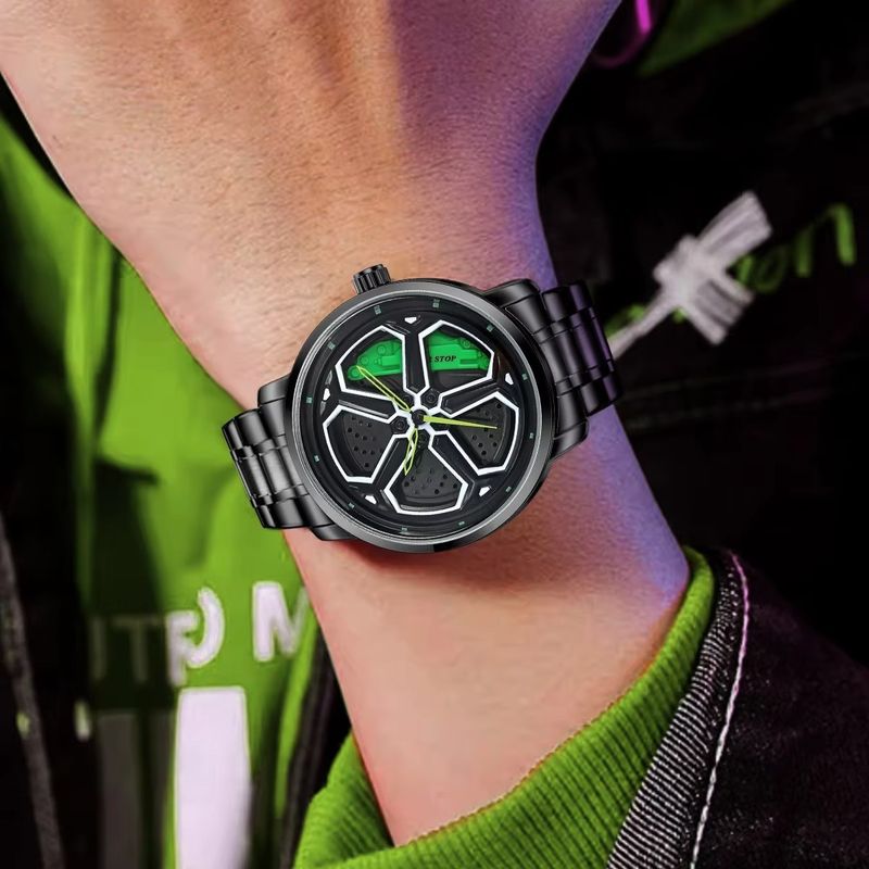 Fashionable And Cool Men's Watch Wheel Rotating Male Student Hollow Quartz Watch Box_voghion.com