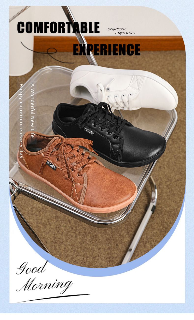 Scarpe casual da uomo nuove, larghe, a piedi nudi, leggere, con suola morbida, sportive all'aperto, basse, allacciate in pelle_voghion.com