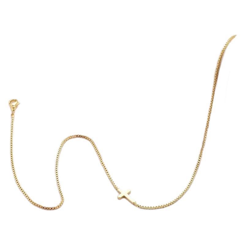 Collana con croce placcata in oro più venduta per le donne, semplice gioiello alla moda_voghion.com