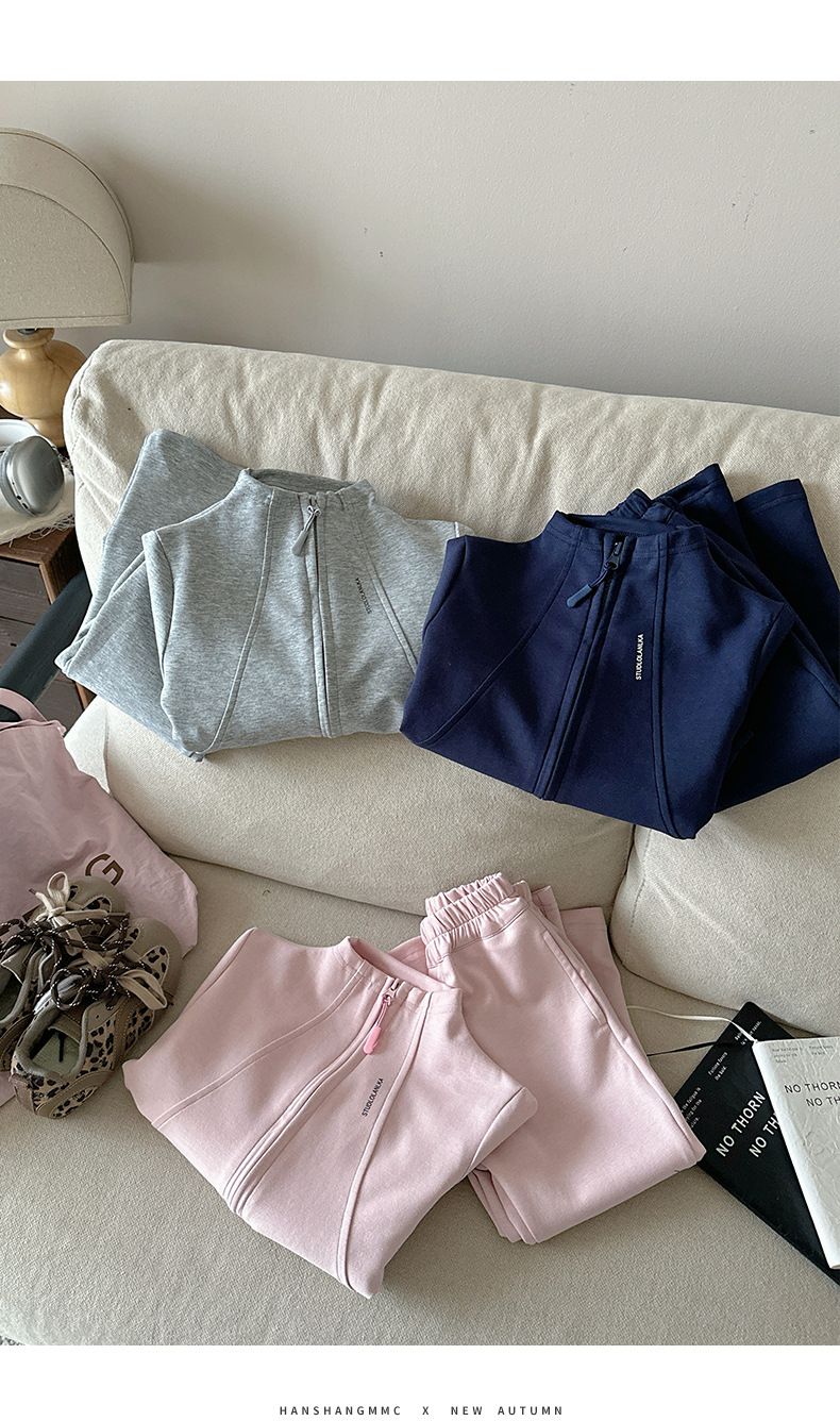 Xie Jinmao Kinderbekleidung Eltern-Kind-Outfit Mädchen Herbst Sweatshirt Set Stilvolles Baby Mädchen Koreanische Version Reißverschluss_voghion.com
