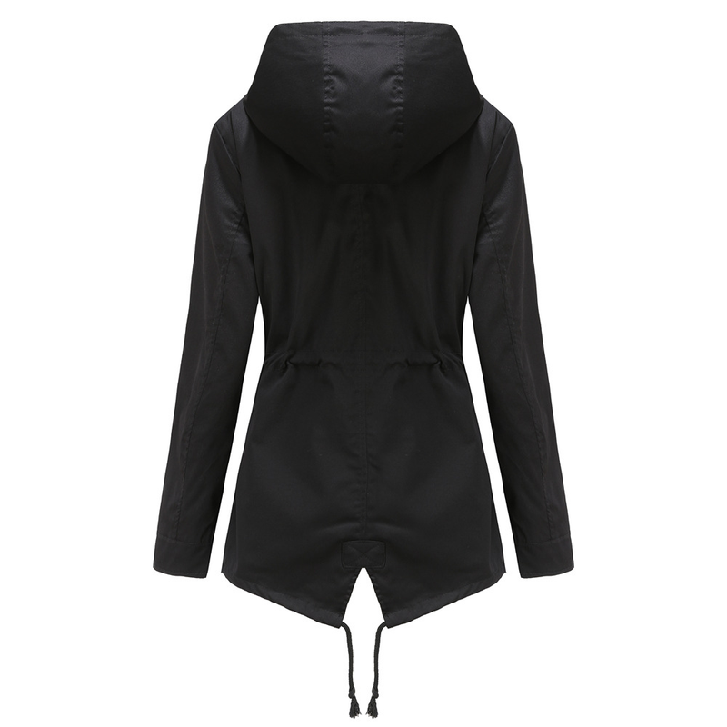 Dameskleding Nieuwe regenjas Halflange jas Met capuchon Dun windjack_voghion.com
