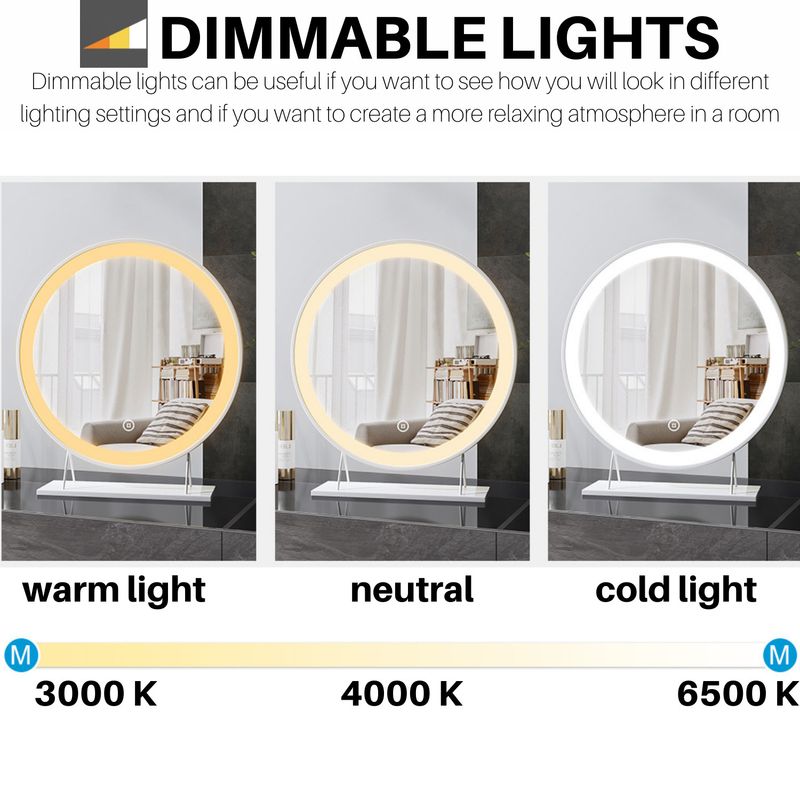 EMKE Round Vanity Mirror With LED Lights Hollywood Dressing Table Make Up Mirror_voghion.com