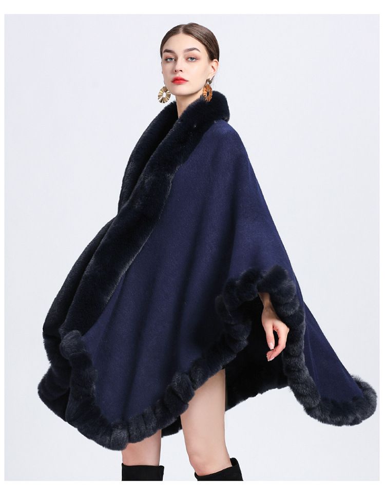 Elegante cardigan oversize con maniche a pipistrello e collo in pelliccia sintetica di coniglio - Lungo cappotto avvolgente con apertura frontale per donna (colori multipli)_voghion.com