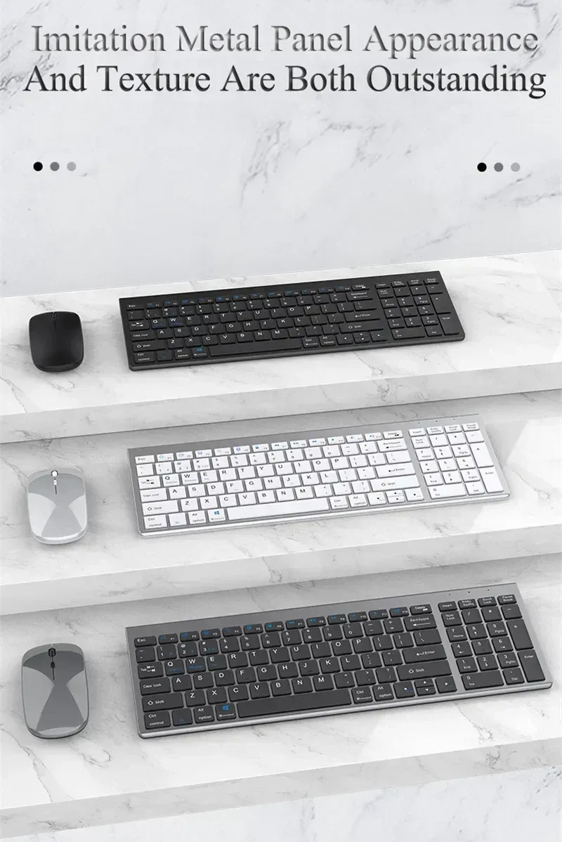 Mouse Bluetooth 5.0 2.4G Combo Tastiera wireless ricaricabile full size per notebook, laptop, tablet, iPad, PC_voghion.com