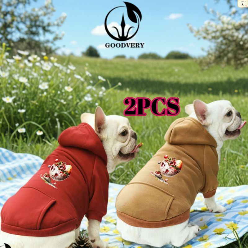 Sudadera con capucha estilo Halloween de 2 piezas con diseño de canguro que mantiene a tu mascota abrigada en otoño e invierno. Incluye un bolsillo trasero ideal para paseos y aventuras._voghion.com