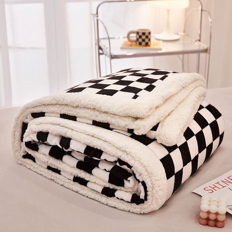 Coperte più vendute, divani a scacchiera, coperte, coperte in agnello scozzese, lana calda ispessita, flanella a doppio strato_voghion.com