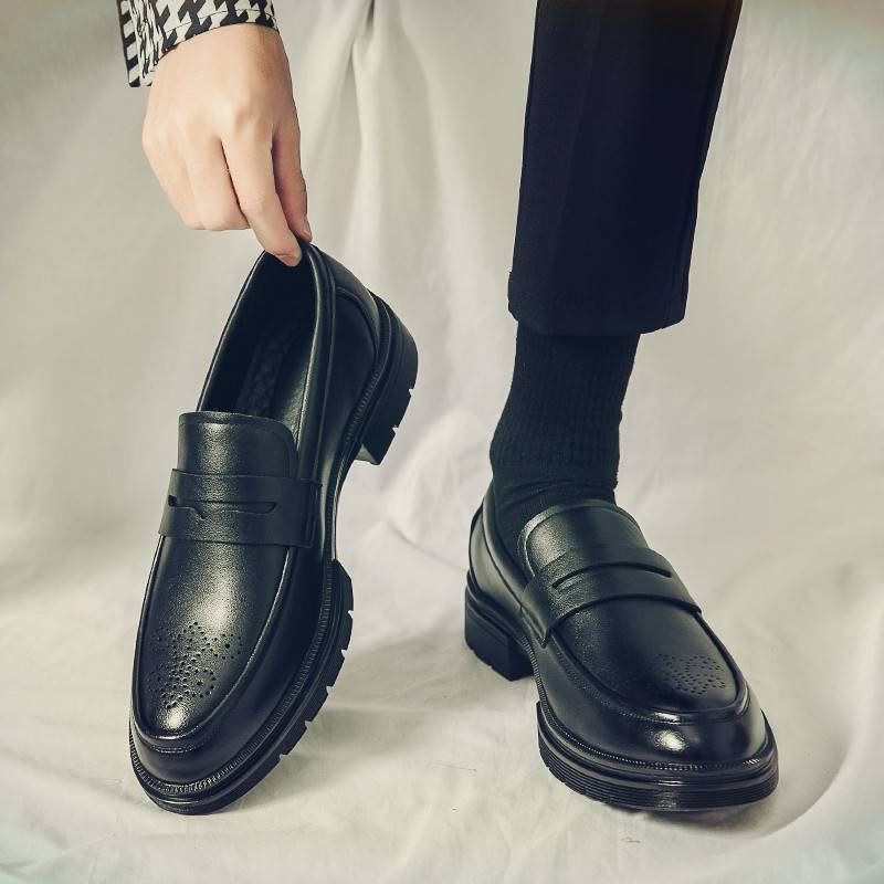 Italienska high-end läder Slip-on skor Herr Business Klänning Fyrkantig tå Brittisk Slip-On Formell Casual Loafer Oxford Skor Bröllop 38-46_voghion.com