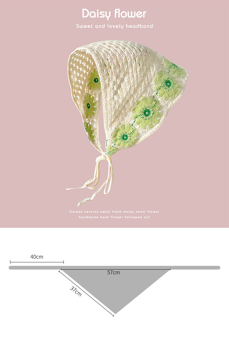 Sciarpa in pizzo dolce - Bandana triangolare all'uncinetto fatta a mano per donna, primavera estate, viaggi e foto styling_voghion.com